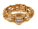 David Webb 18k Yellow Gold Stunning Vintage Diamond Set Rope Motif Bracelet, With Hidden Watch