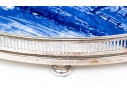 Vintage Silverplate And Blue And White Porcelain Tray