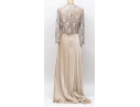 Fantastic Calvin Klein Beige Evening Gown With Lace Shoulder Cover, Size 12