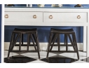 Paid Of Parisian Designer Wooden Stools