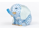 Herend Hungary Hand-Painted Porcelain Elephant, Blue Fishnet Pattern, First Edition