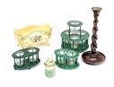 Collection Of Table Top Wares, Including French Planter With Oak Barley Twist Candlestick