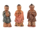 Set Of Three Hand-Carved Asian Wooden Figures