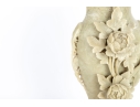 Carved Soapstone Vase With Floral Motif