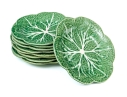 Set Of Nine Bordallo Penniero Portuguese Hand-Painted Cabbage Plates
