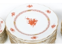 Herend Hungary Hand-Painted Dinner Service For Fourteen,  Rust Chinese Bouquet (AOG) Pattern