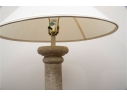 Plaster, Faux Stone, Column Formed Table Lamp With Shade