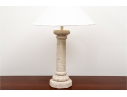 Plaster, Faux Stone, Column Formed Table Lamp With Shade