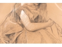 Lenni Royer Signed Mixed Media On Brown Paper, Portrait Of A Woman