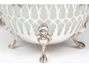Compatible Pair Of Antique Sterling Silver And Silverplate With White Opaline Glass Baskets