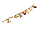 14k Yellow Gold Fun Rope Motif Vintage Charm Bracelet, With 14k And 9k Assorted Charms