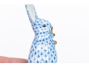 Herend Hungary Hand-Painted Porcelain Rabbit, Blue Fishnet Pattern