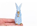 Herend Hungary Hand-Painted Porcelain Rabbit, Blue Fishnet Pattern