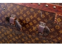 Antique Louis Vuitton Canvas Covered Brass Mounted Steamer Trunk