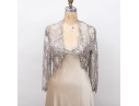 Fantastic Calvin Klein Beige Evening Gown With Lace Shoulder Cover, Size 12