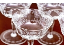 Set Of Six Elegant Etched Glass Champagne Coupes