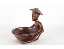 Carved Wooden Asian Figure Bowl