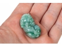 Striking Carved Green Nephrite Jade Pendant, Possibly A Dragon, Fu Dog Or Bixie Motif