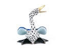 Herend Hungary Porcelain Open-Mouth Swan Figure, Fishnet VHNM Colorway