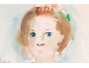 Signed Watercolor Painting, Girl In A Dress