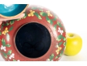 Pair Of Chinese Cloisonné Red Lidded Ginger Jars With Floral Motifs