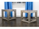 Pair Of Silvered Wood And Stone Top Accent Tables