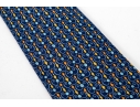 Hermes Handsome Navy Blue And Multi Color Silk Tie, With Box