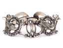 Sterling Silver Vintage Alternating Dove And Bud Motif Link Bracelet