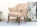 Upholstered Tub Back Armchair With Faux Bamboo Frame