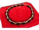 18k Yellow Gold Beautiful Chunky Square Black Onyx Pillow Link And Coral Set Necklace