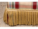 Custom Upholstered Ottoman With Fringed Apron