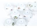 Set Of Ten Herend Hungary Hand-Painted Porcelain Tea Cups And Saucers, Rothschild Bird (RO) Pattern