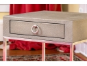 Restoration Hardware Faux Shagreen And Chrome End Table