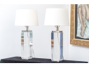 Restoration Hardware Quality Pair Of Solid Crystal Table Lamps