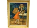 Edith Ferullo (Am. 1928-2008) OIl On Board Girl With Vase Of Flowers
