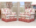 Lavish Pair Of Custom Upholstered Chairs With Bullion Fringe