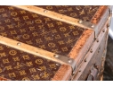 Antique Louis Vuitton Canvas Covered Brass Mounted Steamer Trunk