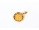 14k Yellow Gold Ornate Coin Holder Pendant With A 2001 $5 American Gold Eagle Coin