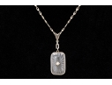 14k White Gold Vintage Rock Crystal Quartz And Diamond Set Necklace With 10k Gold Chain