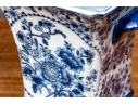 Pair Of Decorative Blue And White Twin Handled Square Beaker Vases
