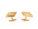 14k Yellow Gold Vintage Brutalist Motif Lozenge Shaped Lever Back Cufflinks