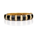 La Triomphe 18k Yellow Gold Stunning Vintage Black Onyx And Pave Diamond Bangle Bracelet
