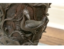 Pair Of Bronze Twin Handled Vases With Topiaries