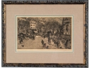 Jean Francois Raffaelli (France, 1850-1924) Etching, Paris Street Scene