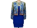 Neman Marcus Stunning Blue Dress With Sequinned Floral Jacket, Size 8