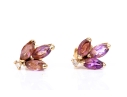 14k Yellow Gold Triple Amethyst Foliate Cluster And Diamond Accented Earrings