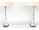 Pair Of Chic Glass Stacked Bubble Table Lamps