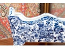 Decorative Blue And White Footed Twin Handled Cachepot