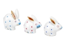 Herend Hand Painted Trio Of Tiny Bunny Rabbit Figures 