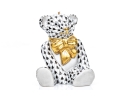 Rare Herend Hungary Porcelain Teddy Bear Ornament Figure, Black Fishnet Pattern